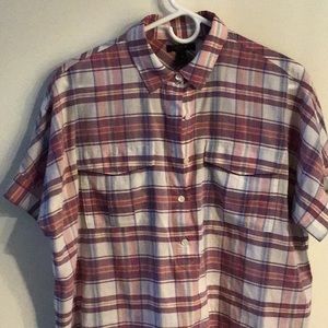 J Crew plaid popover shirt